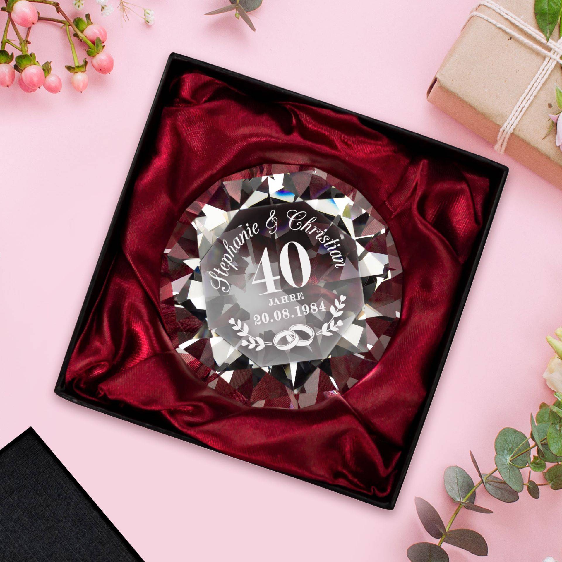 Diamant Kristall mit Gravur zur Rubinhochzeit Diamant Kristall mit Gravur zur Rubinhochzeit von Monsterzeug