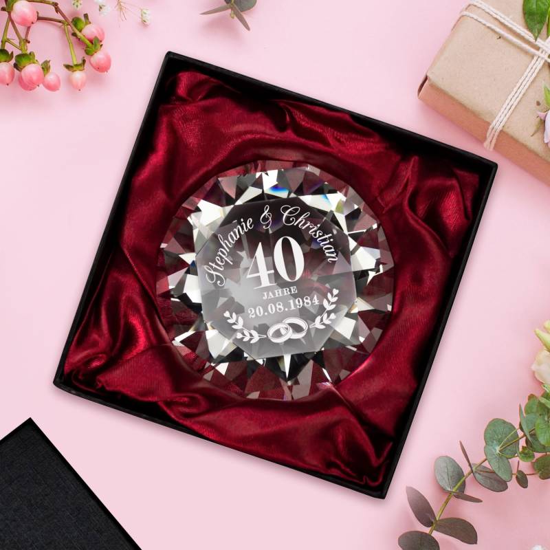 Diamant Kristall mit Gravur zur Rubinhochzeit von Monsterzeug