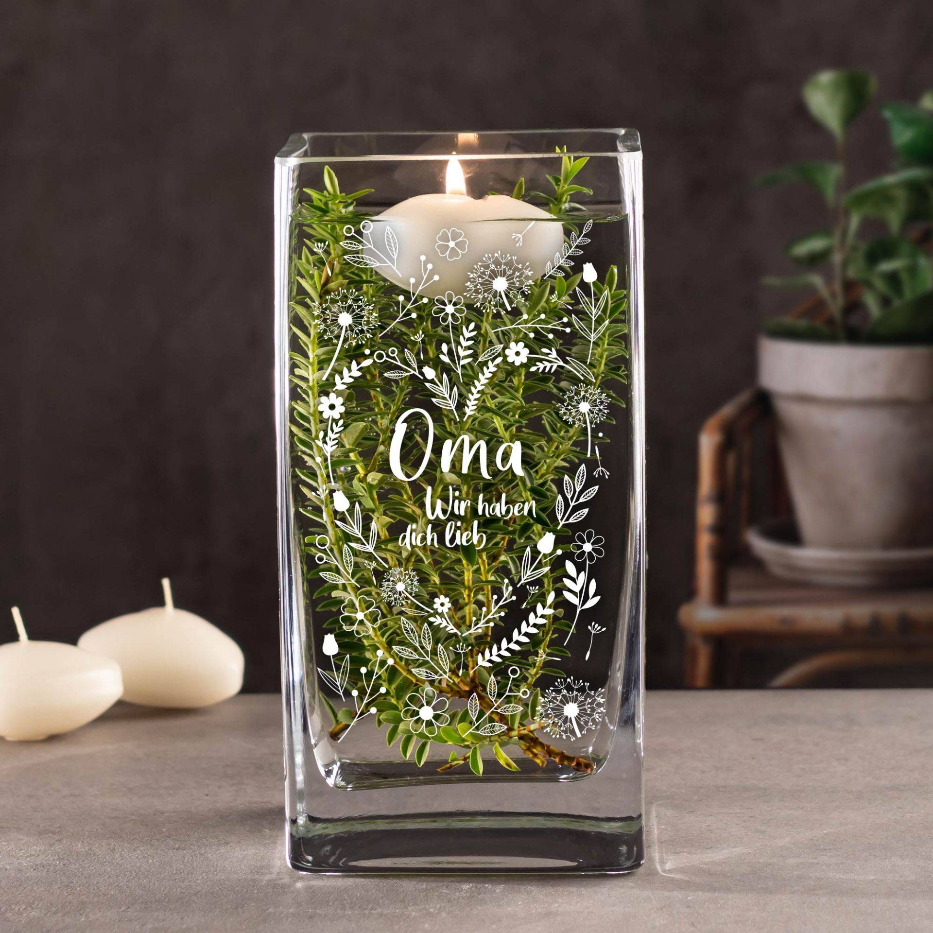 Eckige Vase - Blumenherz für Oma Eckige Vase - Blumenherz für Oma von Monsterzeug