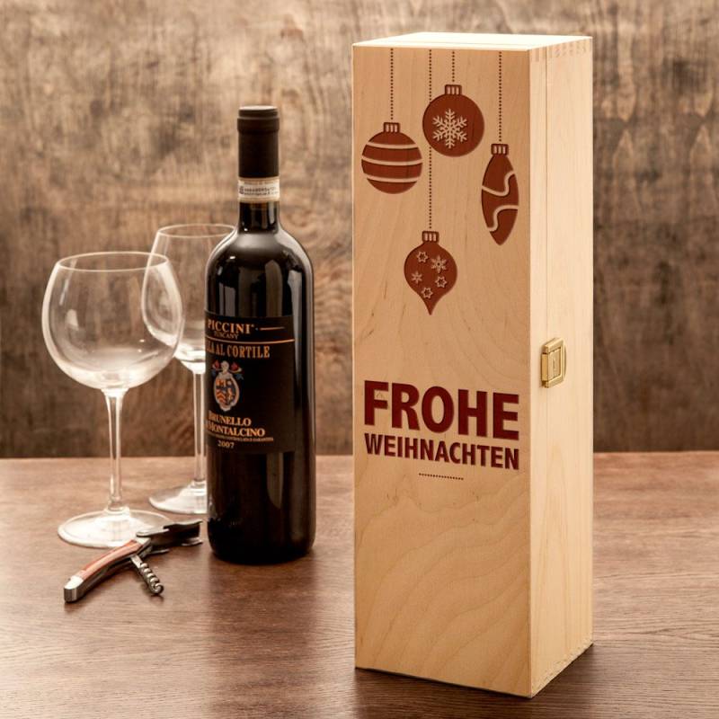Edle Weinkiste - mit Weihnachtsgravur von Monsterzeug