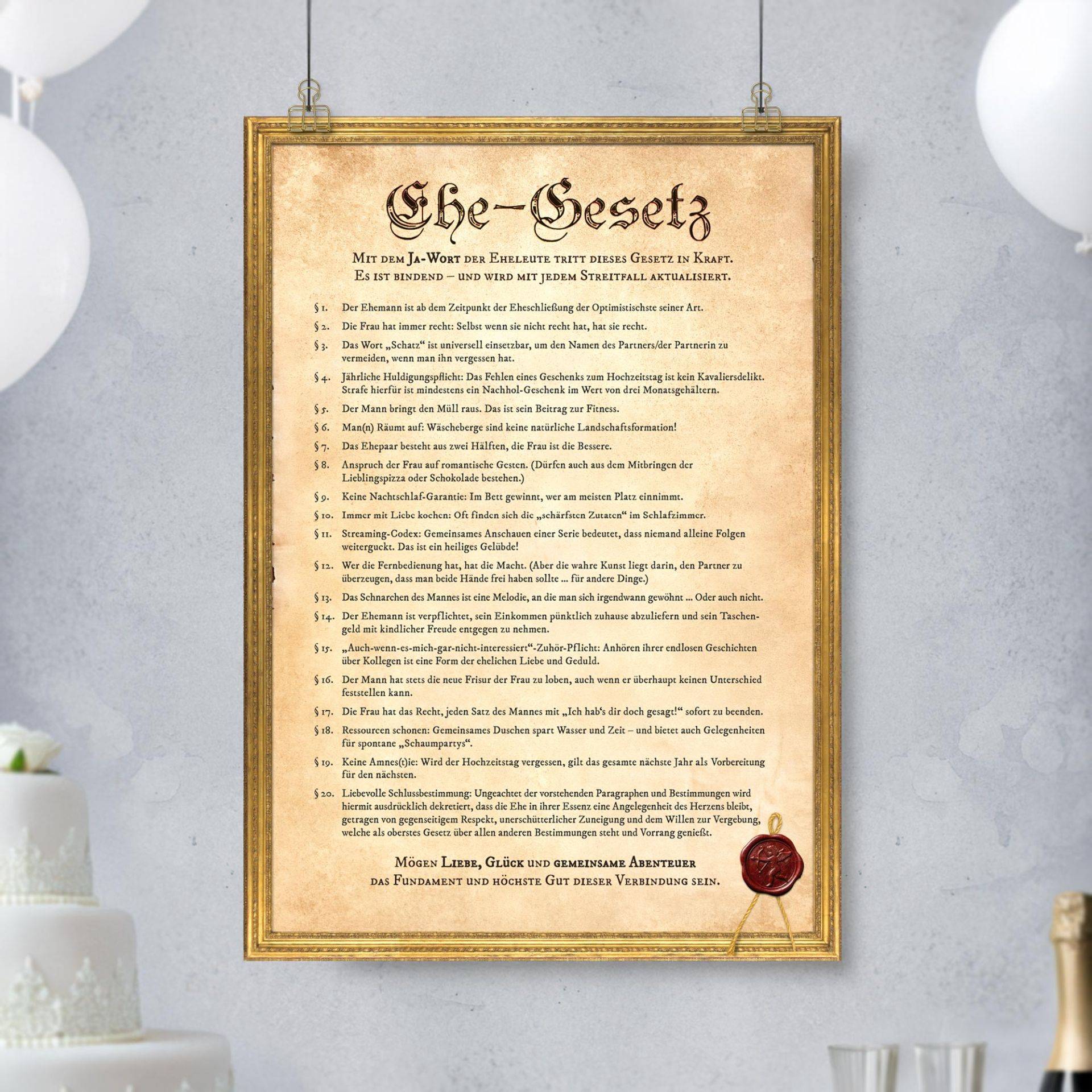 Ehegesetz Poster XXL - Historisch von Monsterzeug