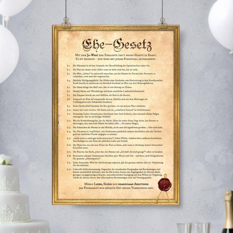 Ehegesetz Poster XXL - Historisch von Monsterzeug