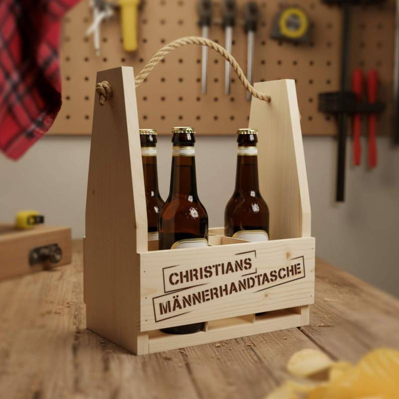 Flaschenträger mit Gravur - Männerhandtasche Flaschenträger mit Gravur - Männerhandtasche von Monsterzeug