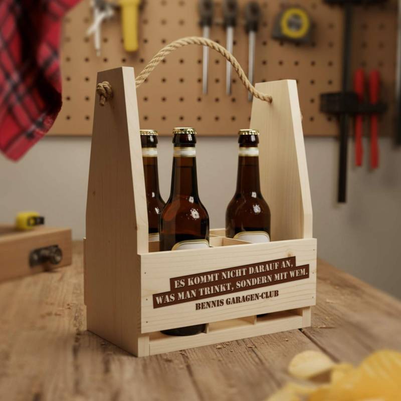 Flaschenträger mit Gravur - Trinkspruch von Monsterzeug