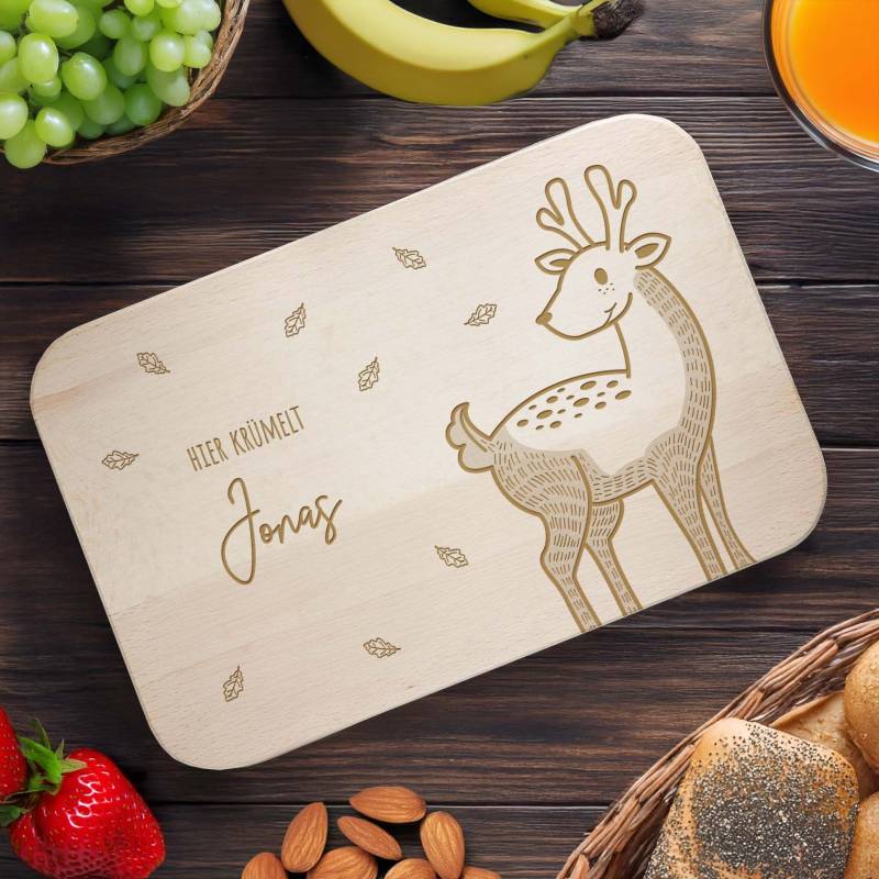 Frühstücksbrettchen mit Gravur - Reh von Monsterzeug