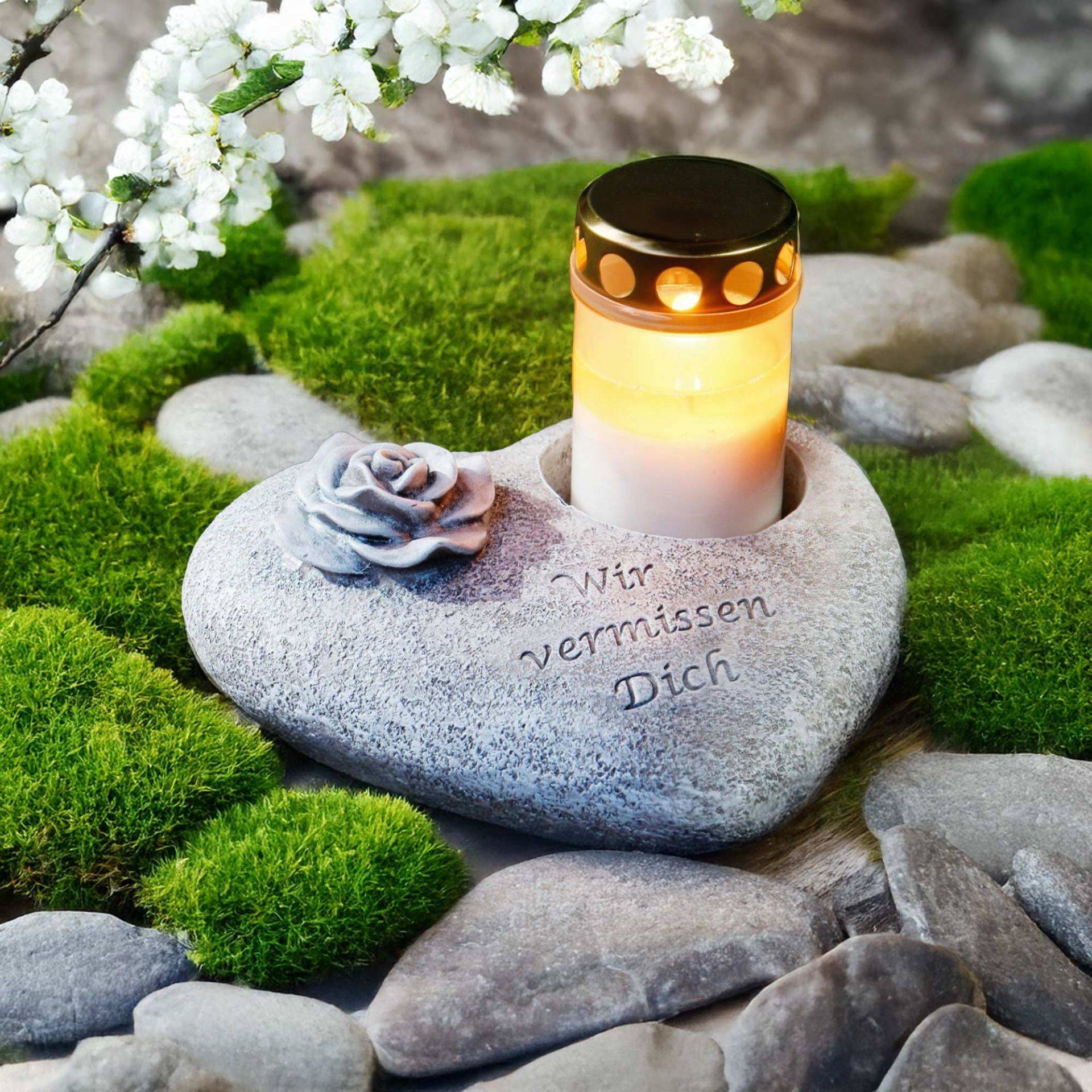 Grabherz Gedenkstein für Grabkerzen - Wir vermissen Dich Grabherz Gedenkstein für Grabkerzen - Wir vermissen Dich von Monsterzeug