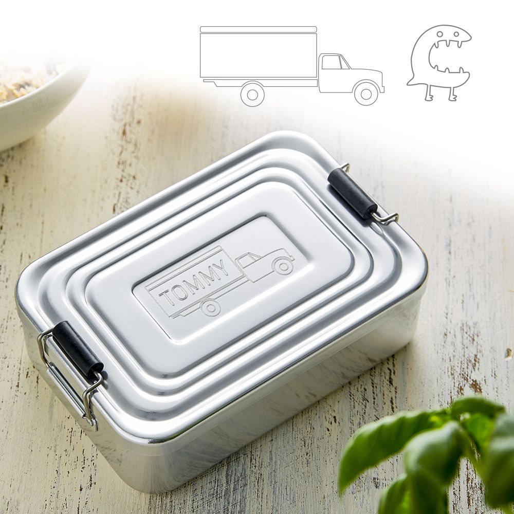 Gravierte Lunchbox für Jungs - quadratisch Gravierte Lunchbox für Jungs - quadratisch von Monsterzeug