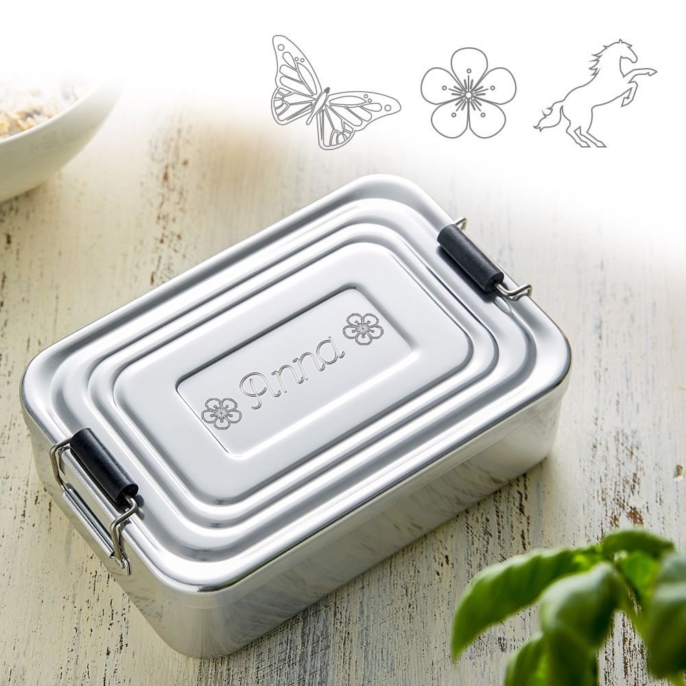 Gravierte Lunchbox für Mädchen - quadratisch Gravierte Lunchbox für Mädchen - quadratisch von Monsterzeug