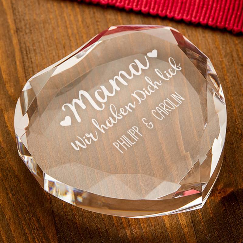 Herz-Diamant mit Gravur für Mama von Monsterzeug