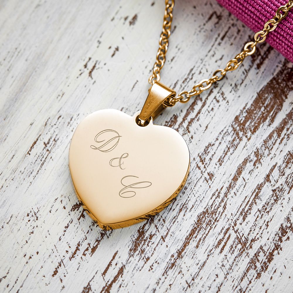 Herzanhänger Gold graviert mit Kette - Initialen Herzanhänger Gold graviert mit Kette - Initialen von Monsterzeug