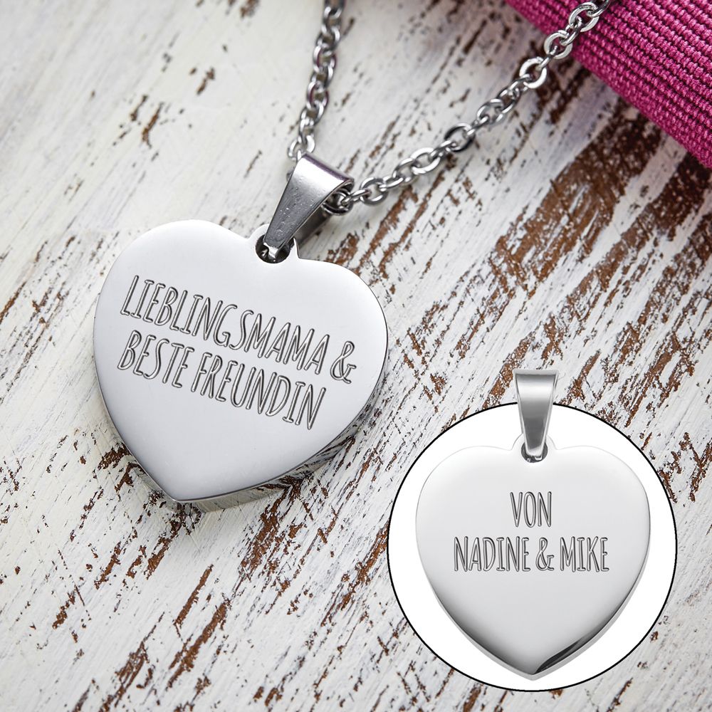 Herzanhänger Silber graviert mit Kette - Lieblingsmama Herzanhänger Silber graviert mit Kette - Lieblingsmama von Monsterzeug