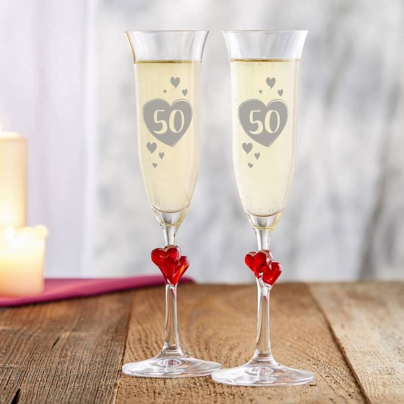 Herzen Sektgläser - 50. Geburtstag Herzen Sektgläser - 50. Geburtstag von Monsterzeug