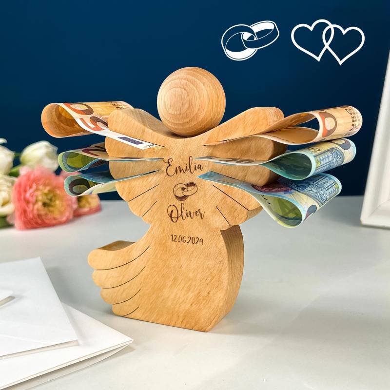 Holzengel mit Schweif - Hochzeit - Geldgeschenk von Monsterzeug