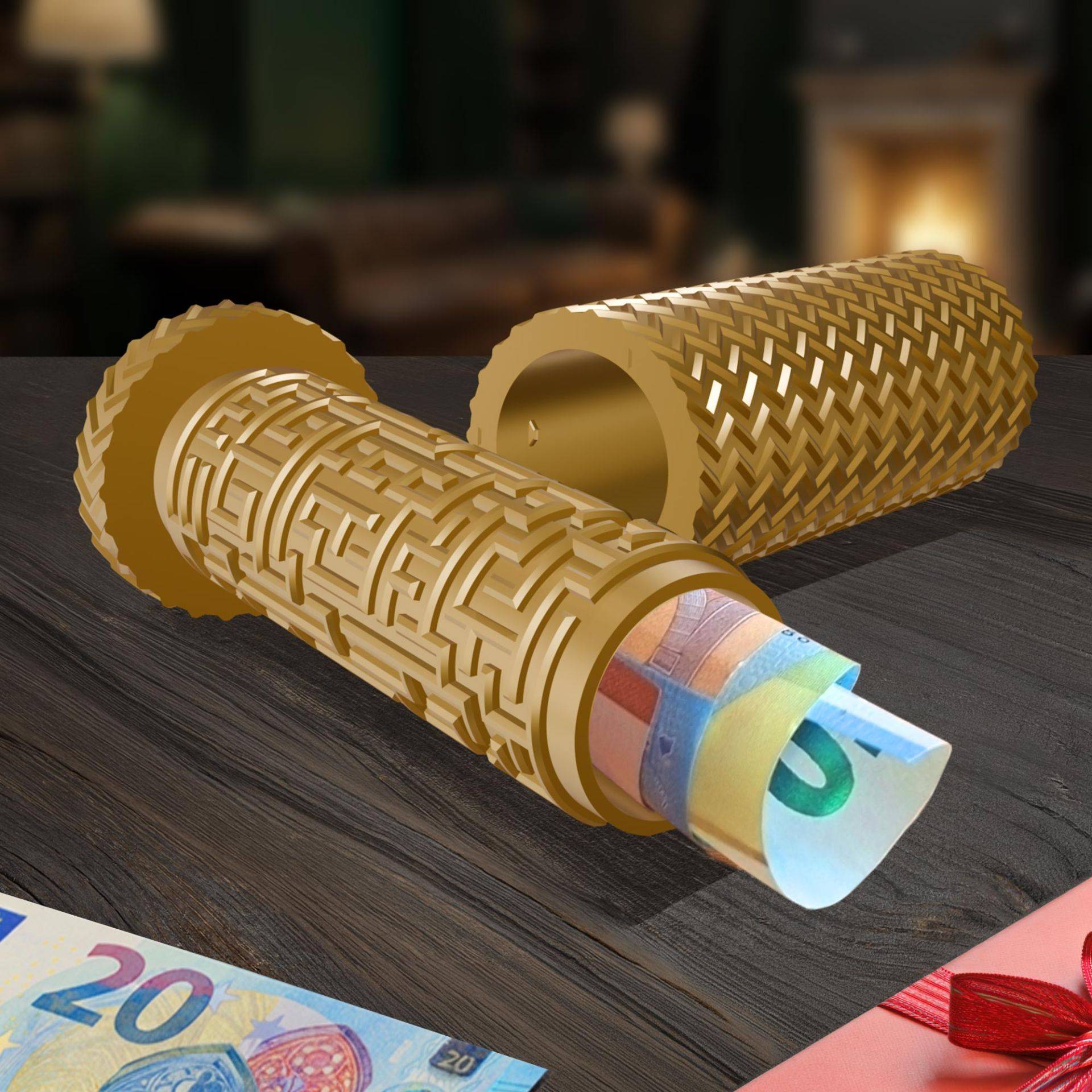 Labyrinthbox Röhre – Kniffelige Geschenkverpackung für Geld & Gutscheine - Gold von Monsterzeug