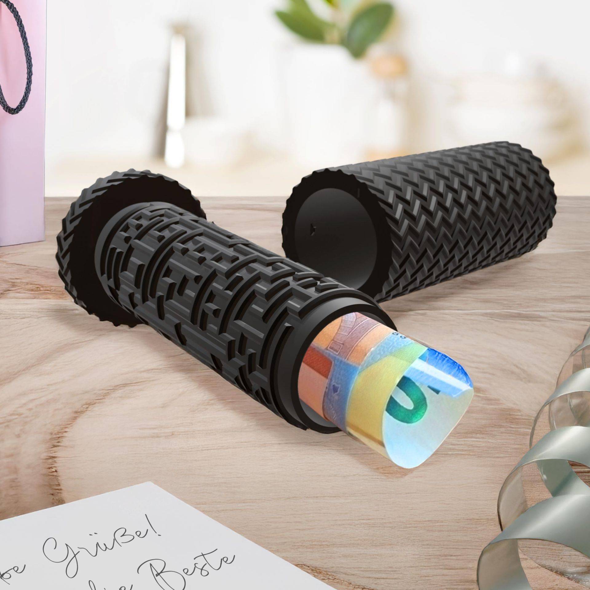 Labyrinthbox Röhre – Kniffelige Geschenkverpackung für Geld & Gutscheine - Schwarz von Monsterzeug