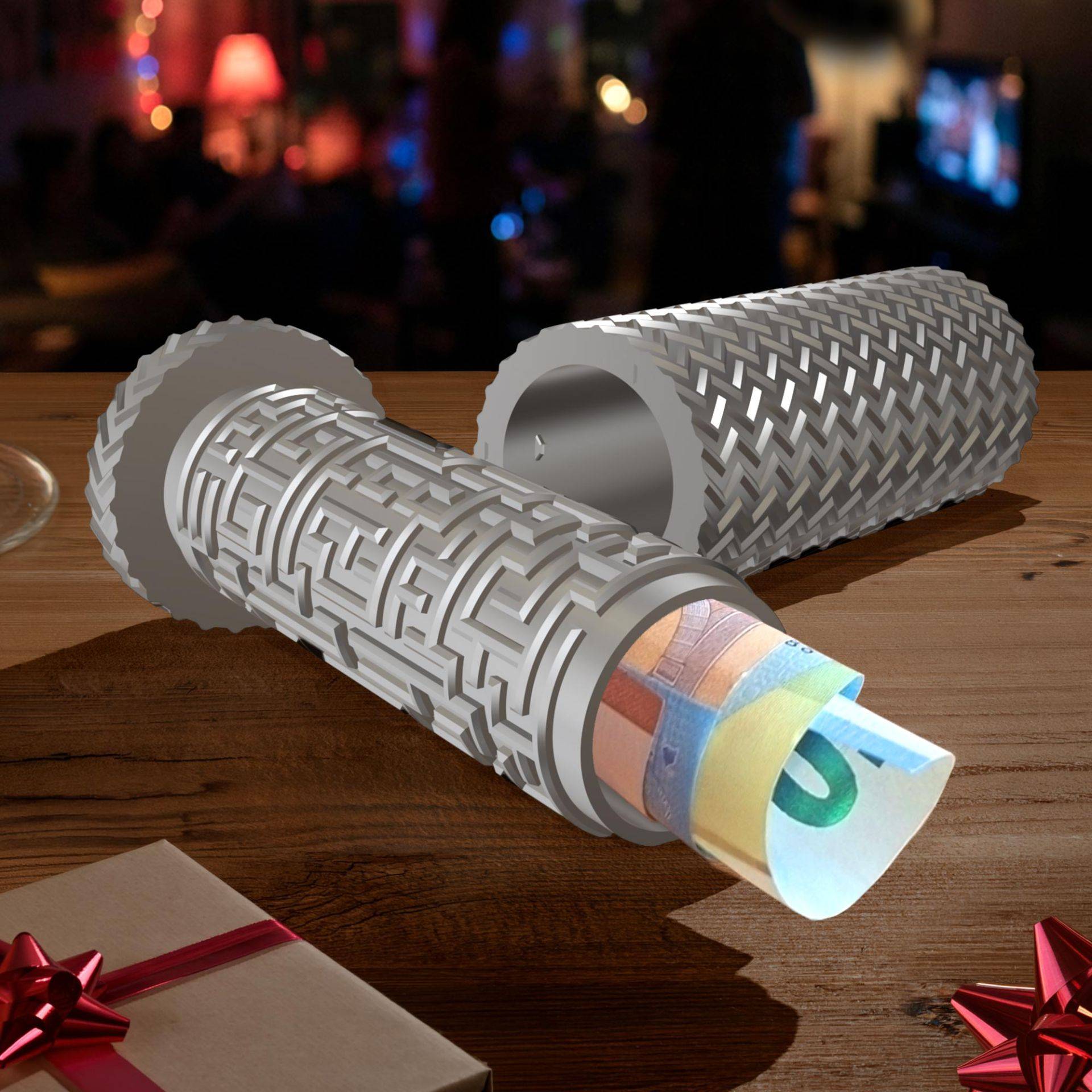 Labyrinthbox Röhre – Kniffelige Geschenkverpackung für Geld & Gutscheine - Silber Labyrinthbox Röhre – Kniffelige Geschenkverpackung für Geld & Gutscheine - Silber von Monsterzeug