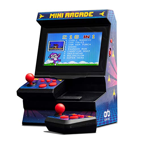 Monsterzeug Retro Mini Spielautomat mit Dual-Controller, Arcade Automat, Mini Spielekonsole, 80er Jahre Spieleautomat von Monsterzeug