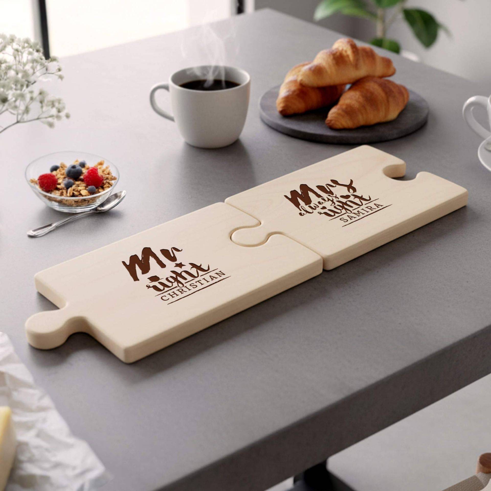 Personalisiertes Puzzle Brettchen Set - Mr & Mrs Right von Monsterzeug