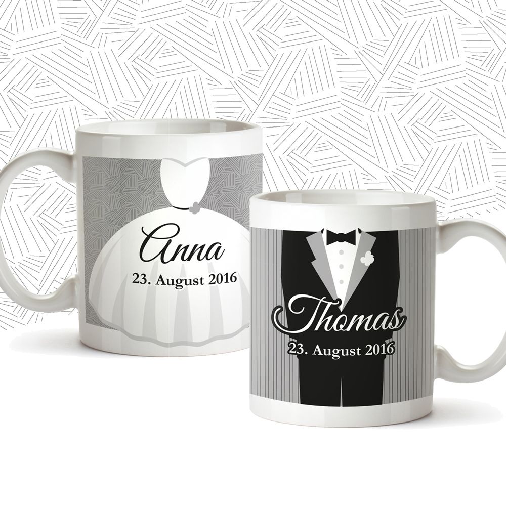 Personalisiertes Tassen Paar zur Hochzeit - Klassisch Personalisiertes Tassen Paar zur Hochzeit - Klassisch von Monsterzeug