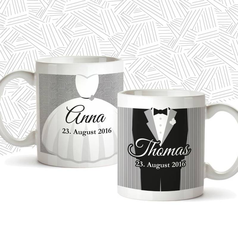 Personalisiertes Tassen Paar zur Hochzeit - Klassisch von Monsterzeug