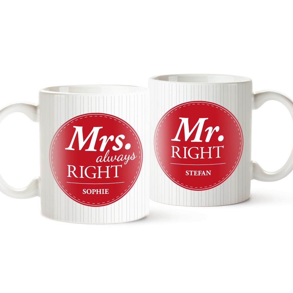 Personalisiertes Tassen Set - Mr and Mrs Right Personalisiertes Tassen Set - Mr and Mrs Right von Monsterzeug