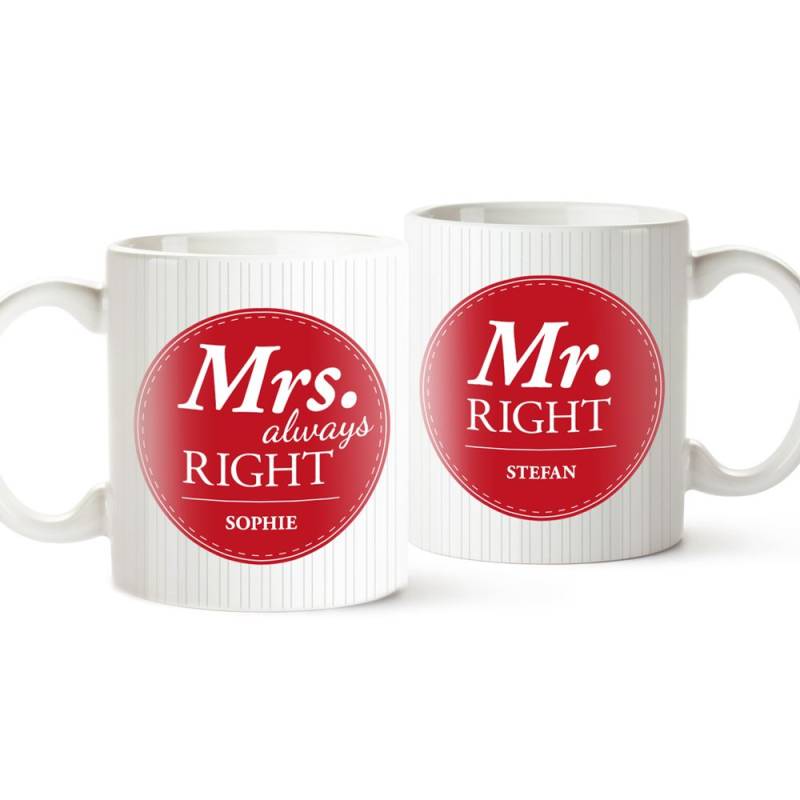 Personalisiertes Tassen Set - Mr and Mrs Right von Monsterzeug