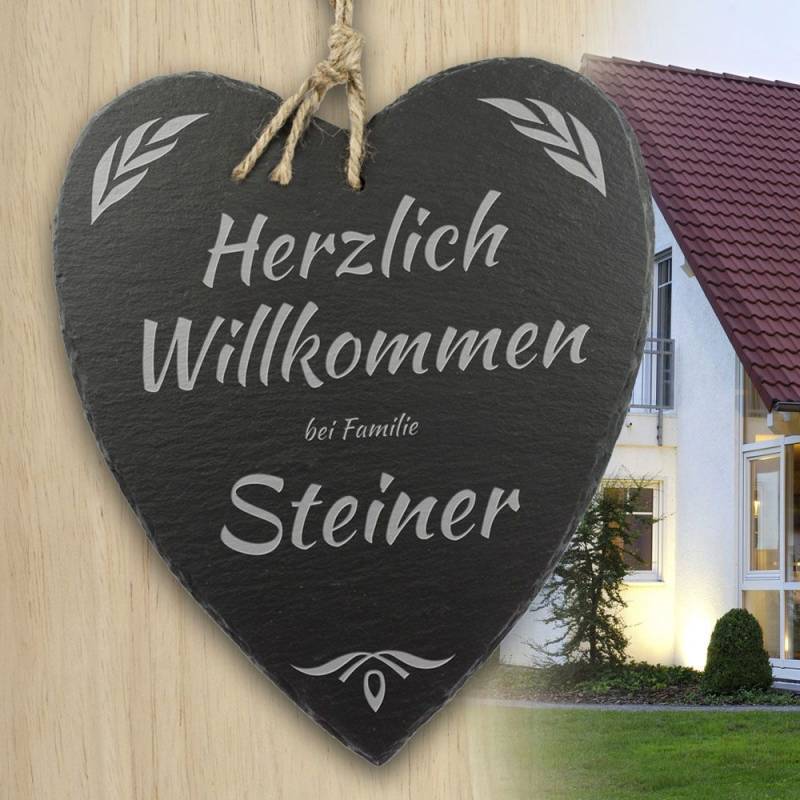 Schieferherz Familie - personalisiert von Monsterzeug