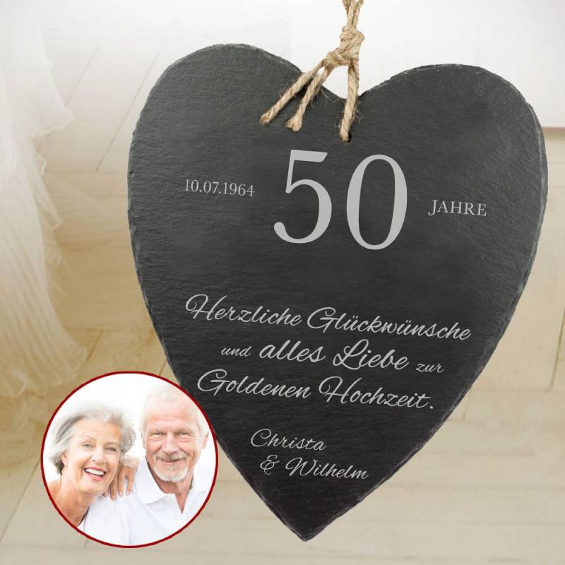 Schieferherz zur Goldenen Hochzeit von Monsterzeug