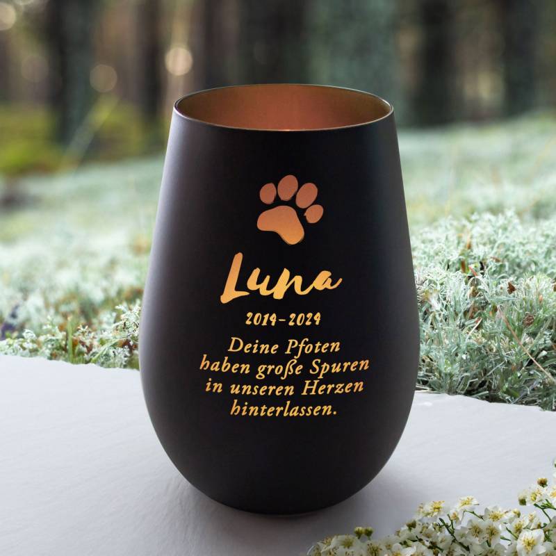 Schwarzes Windlicht zur Trauer für Katze - Bronze Schwarzes Windlicht zur Trauer für Katze - Bronze von Monsterzeug