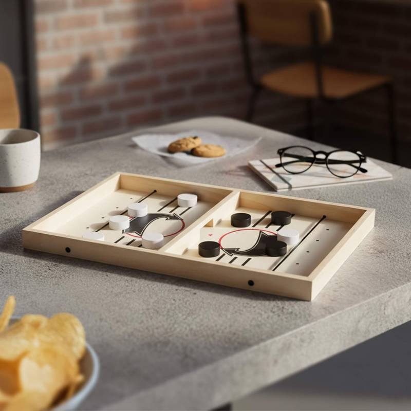 Sling Puck Tischspiel aus Holz von Monsterzeug