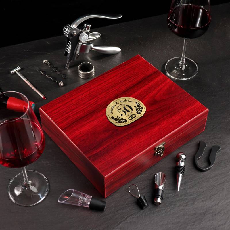 Wein Sommelier Set mit Gravur zur goldenen Hochzeit von Monsterzeug