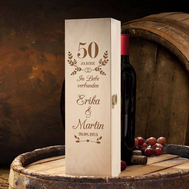 Weinkiste zur Goldenen Hochzeit - 50 Jahre von Monsterzeug