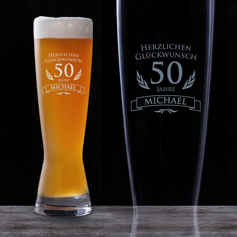Weizenglas zum 50. Geburtstag von Monsterzeug