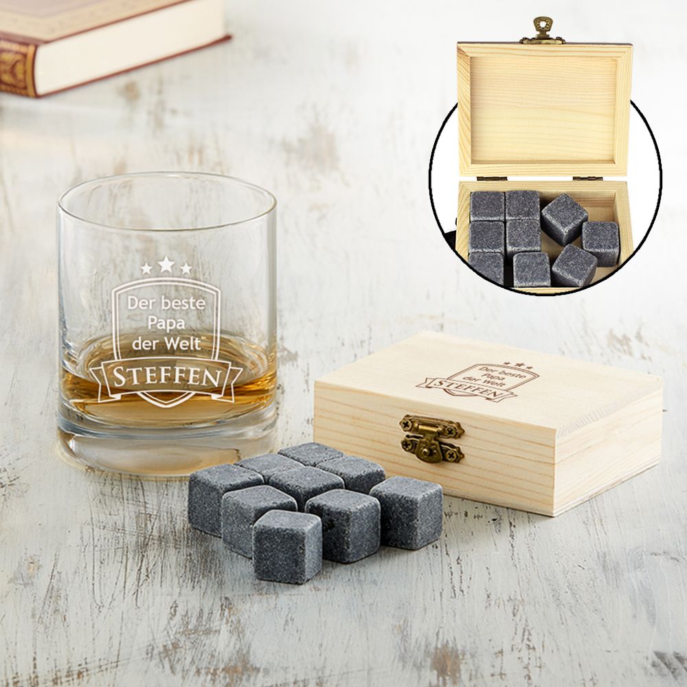 Whisky Set Bester Papa - Whisky Steine und Glas Whisky Set Bester Papa - Whisky Steine und Glas von Monsterzeug