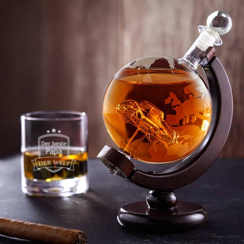 Whisky Set - Whisky Karaffe Globus mit Auto und Whiskyglas - Bester Papa Whisky Set - Whisky Karaffe Globus mit Auto und Whiskyglas - Bester Papa von Monsterzeug