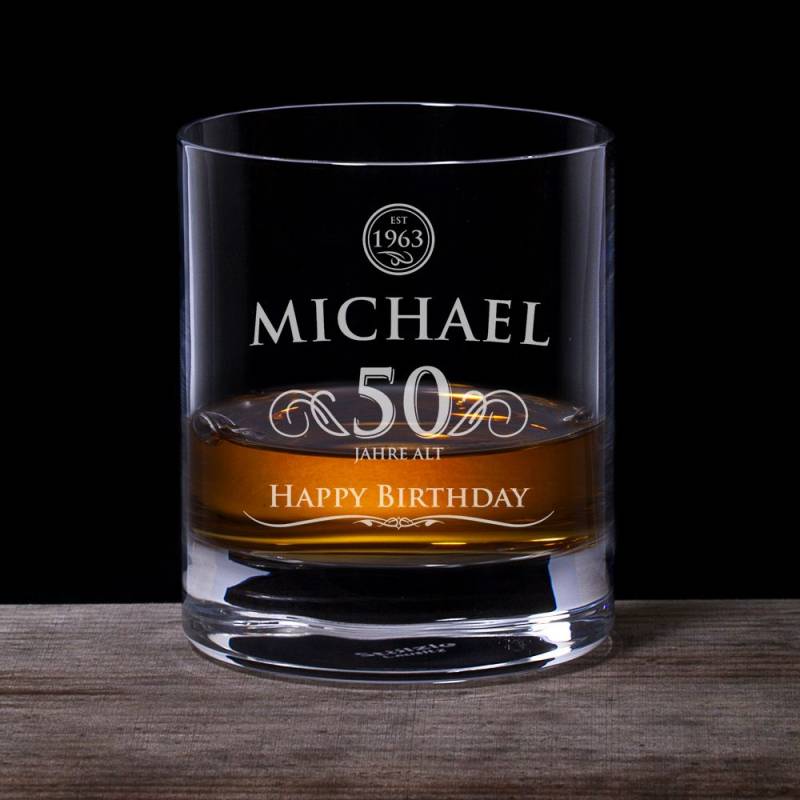 Whiskyglas 50. Geburtstag - elegant von Monsterzeug