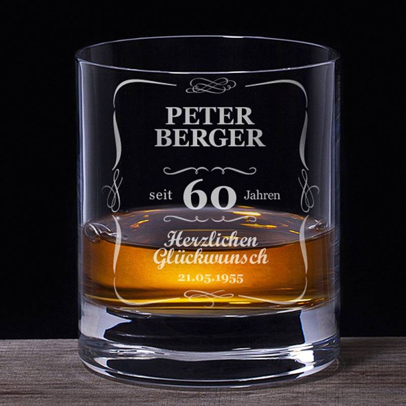 Whiskyglas 60. Geburtstag - klassisch von Monsterzeug