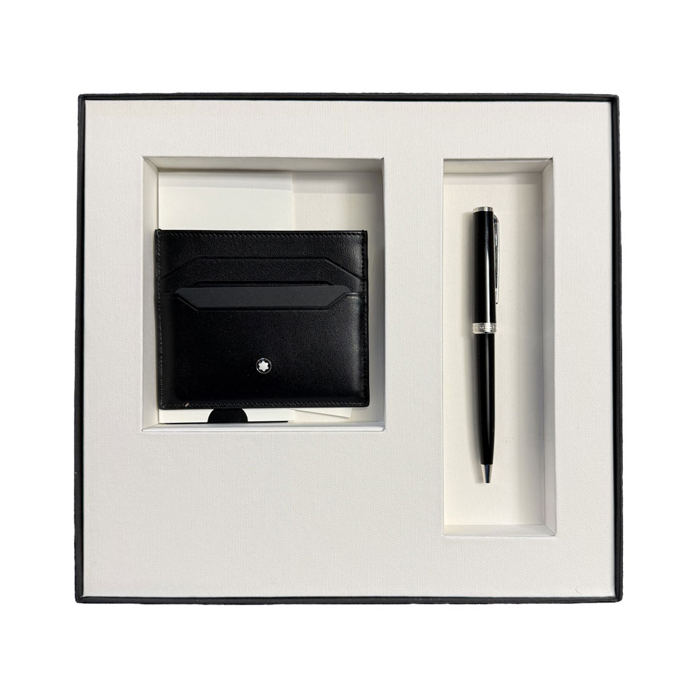 Montblanc PIX Schwarz Kugelschreiber mit Meisterstück Kartenetui 6cc Schwarz im Set von Montblanc
