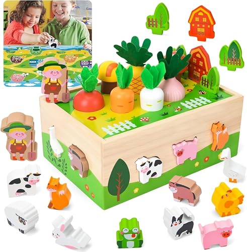 MonteSpi Montessori-Spielzeug für 1 2 3 Jahre alte Jungen und Mädchen, 1 2 3 Jahre altes Mädchen, Holz-Bauernhof-Pädagogisches Spielzeug, Geschenk zum 1. Geburtstag für Babys, Jungen, Mädchen MonteSpi Montessori-Spielzeug für 1 2 3 Jahre alte Jungen und Mädchen, 1 2 3 Jahre altes Mädchen, Holz-Bauernhof-Pädagogisches Spielzeug, Geschenk zum 1. Geburtstag für Babys, Jungen, Mädchen von MonteSpi