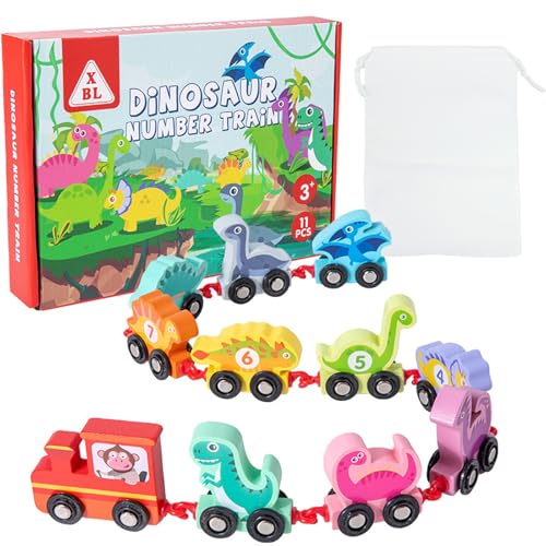 Spielzeug für 1, 2, 3, 4 Jahre alte Jungen, Montessori-Holz-Dinosaurier-Zug-Set, Lernspielzeug für 2, 3, 4 Jahre alte Jungen, Montessori-Auto-Spielzeug für Kinder Spielzeug für 1, 2, 3, 4 Jahre alte Jungen, Montessori-Holz-Dinosaurier-Zug-Set, Lernspielzeug für 2, 3, 4 Jahre alte Jungen, Montessori-Auto-Spielzeug für Kinder von MonteSpi