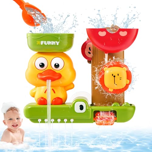 Badewannenspielzeug ab 1 2 3 4 Jahr,Badespielzeug Baby ab 1 2 Jahr,Enten und Löwen Badewannen Spielzeug ab 1 2 3 Jahr,Wasserspielzeug Kinder mit Saugnapf,Kinderspielzeug Geschenk für Jungen Mädchen von Montejoy