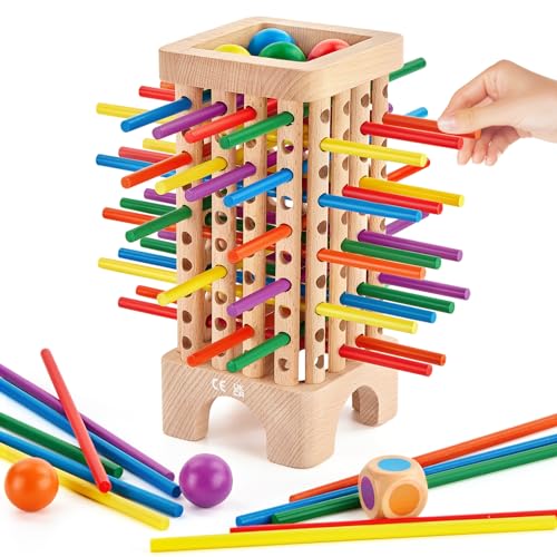 Montessori Spiel Brettspiel aus Holz, Würfelspiel für die Familie, 42 Stück Holzstäbchen Feinmotorik Spiele, Kinder Familienspiel 1 bis 6 Spieler, Kinderspiele Reisespiel ab 3 4 5 6 Jahren Montessori Spiel Brettspiel aus Holz, Würfelspiel für die Familie, 42 Stück Holzstäbchen Feinmotorik Spiele, Kinder Familienspiel 1 bis 6 Spieler, Kinderspiele Reisespiel ab 3 4 5 6 Jahren von Montejoy