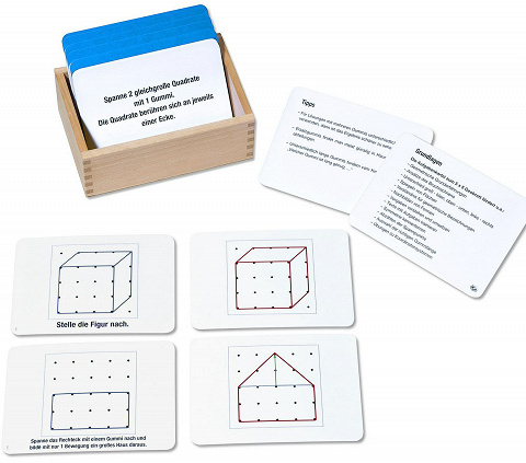 Arbeitskartei zum Geobrett 5 x 5, Lernkartei mit 100 Aufgabenkarten, natürlich mit Montessori-Selbstkontrolle von Montessori-Shop