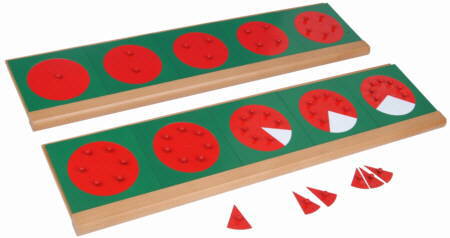 Bruchkreise, aufgeteilte Kreise, Montessori-Material um Brüche verstehen zu lernen von Montessori-Shop