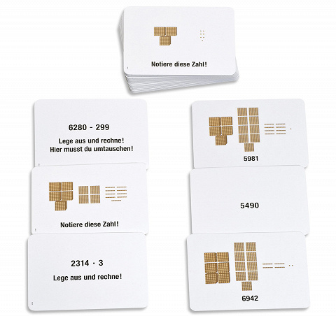 Erweiterung zur Arbeitskartei zum Goldenen Montessori Perlenmaterial 50 Karten, Zahlenraum bis 10.000 von Montessori-Shop