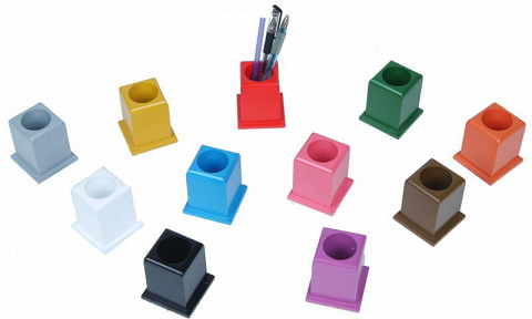 Farbige Montessori Stiftständer, 11 Stifthalter im Set zum Ordnen und Sortieren von Bundstiften von Montessori-Shop