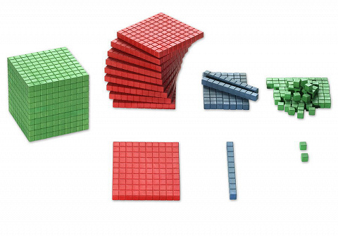 Farbiger Mathematischer Würfel in Montessori-Farben der Stellenwerte von Montessori-Shop