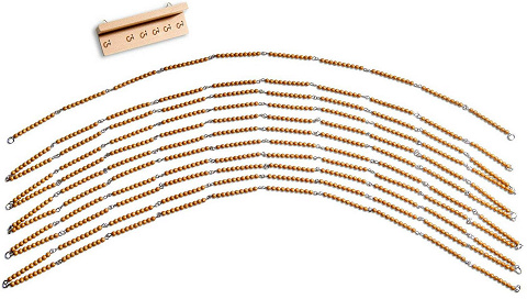 Hunderter- und Tausenderkette, Goldenes Montessori Perlenmaterial zur einfachen Orientierung im Zahlenraum bis 1000 von Montessori-Shop