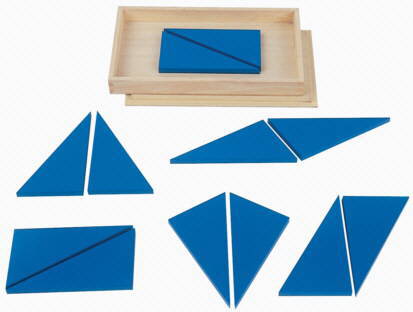 Konstruktive blaue Dreiecke zur Flächengeometrie nach Maria Montessori von Montessori-Shop