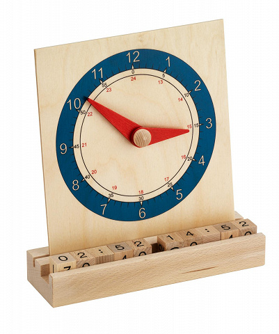Lernuhr aus Holz mit Analog- und Digital-Anzeige um die Uhrzeiten einfach zu lernen von Montessori-Shop